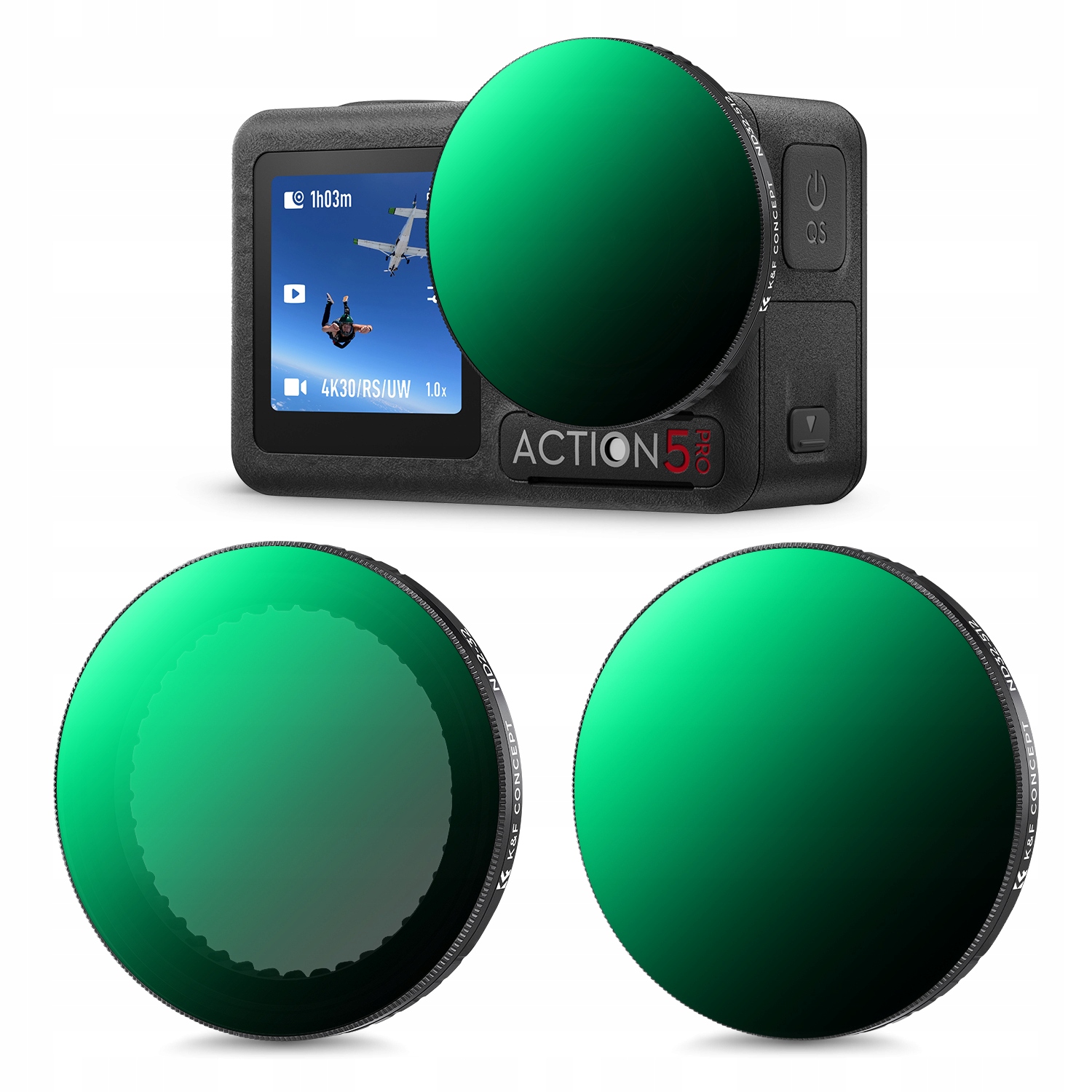 Sada 2 x šedý nastavitelný filtr ND2-32 ND32-512 Dji Osmo Action 3 4 5 Pro