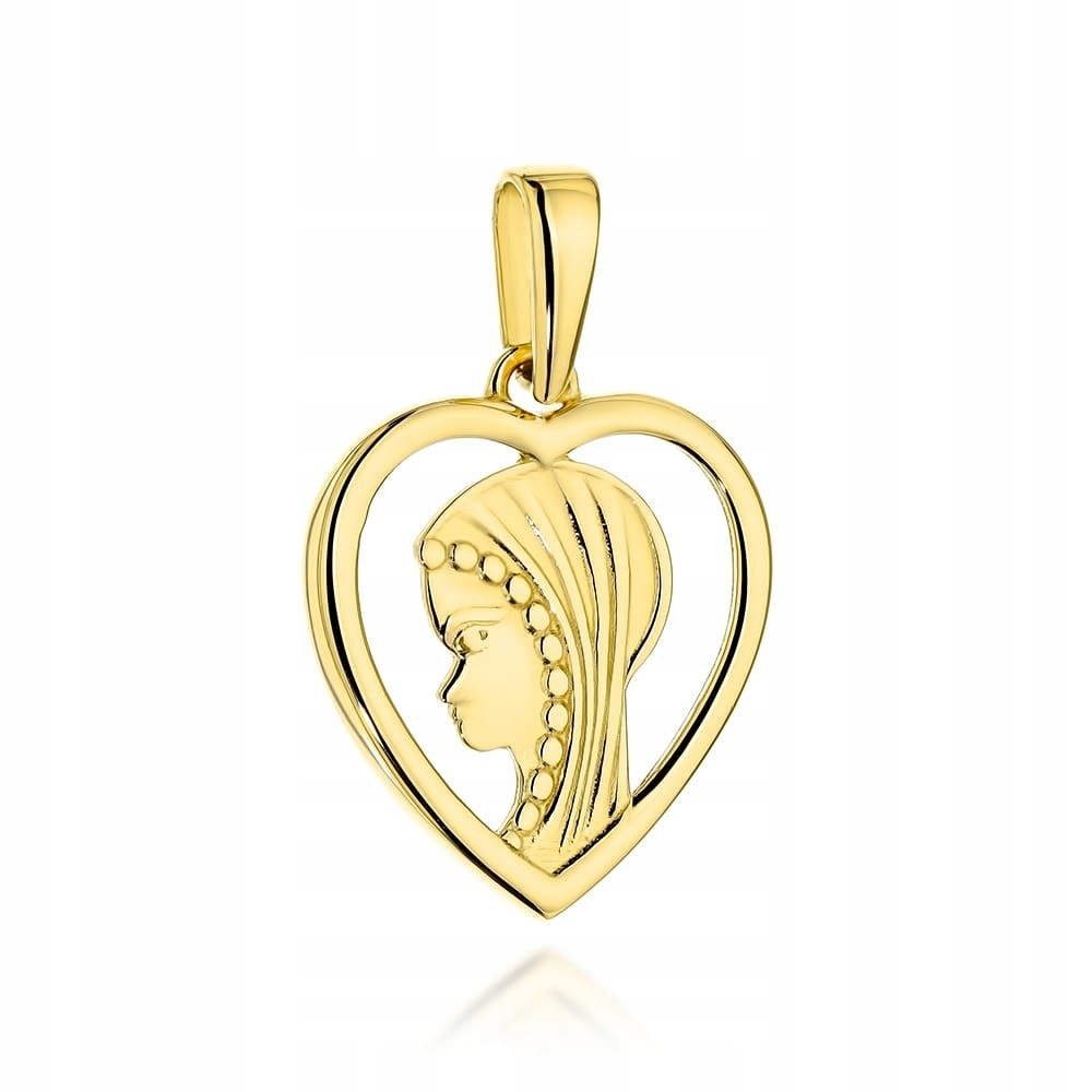 Medaile Matka Boží Zlatá Ryzost 585 V Srdíčku Náboženský Přívěsek