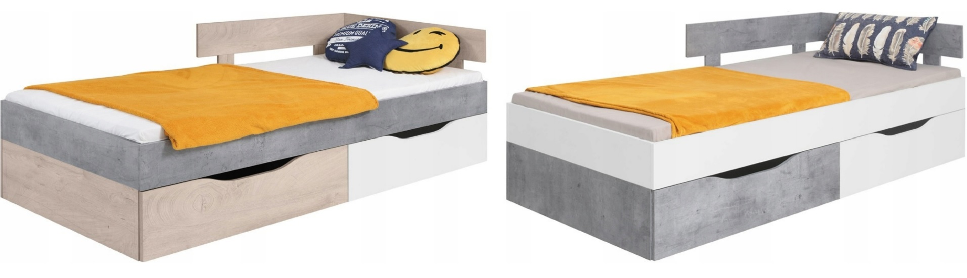 łóżko dziecięce 90 pojedyncze szufladami Sigma 15 Długość mebla 204 cm