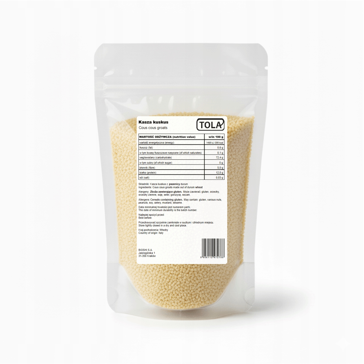 Levně Kuskusová kaše 10 kg – přírodní, vysoká kvalita Tola