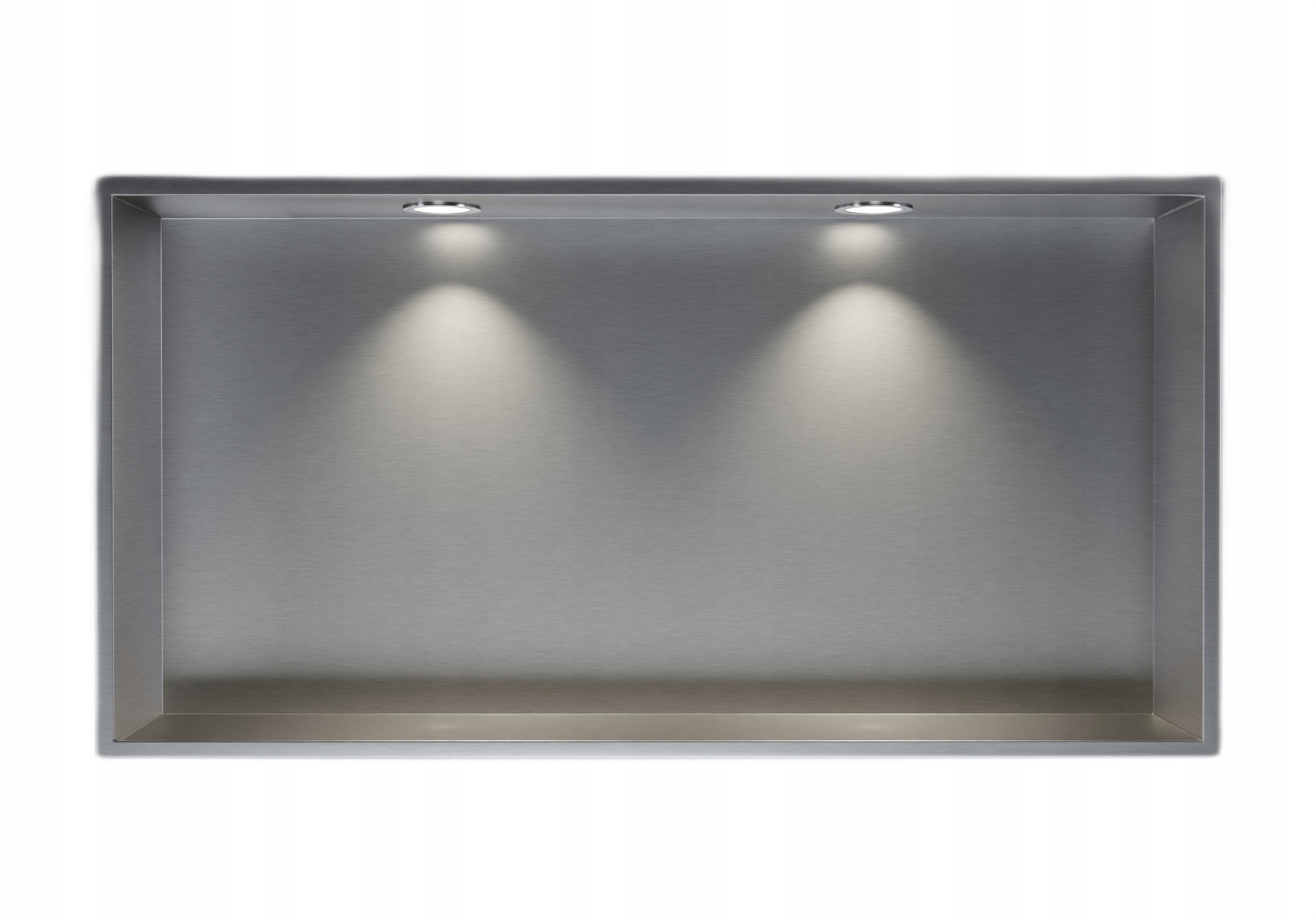 Półka wnękowa 60x20 z rantem 2xLED oprawa chrom