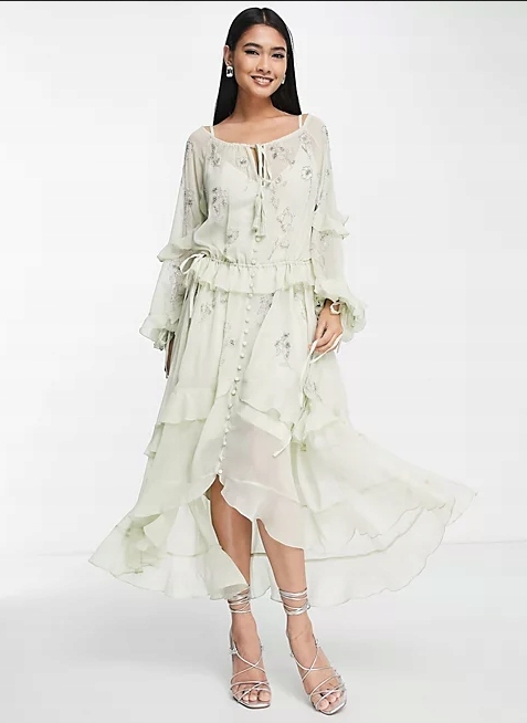 Zdobená Vzdušná Šaty Flitry Volánek Designe 40 L