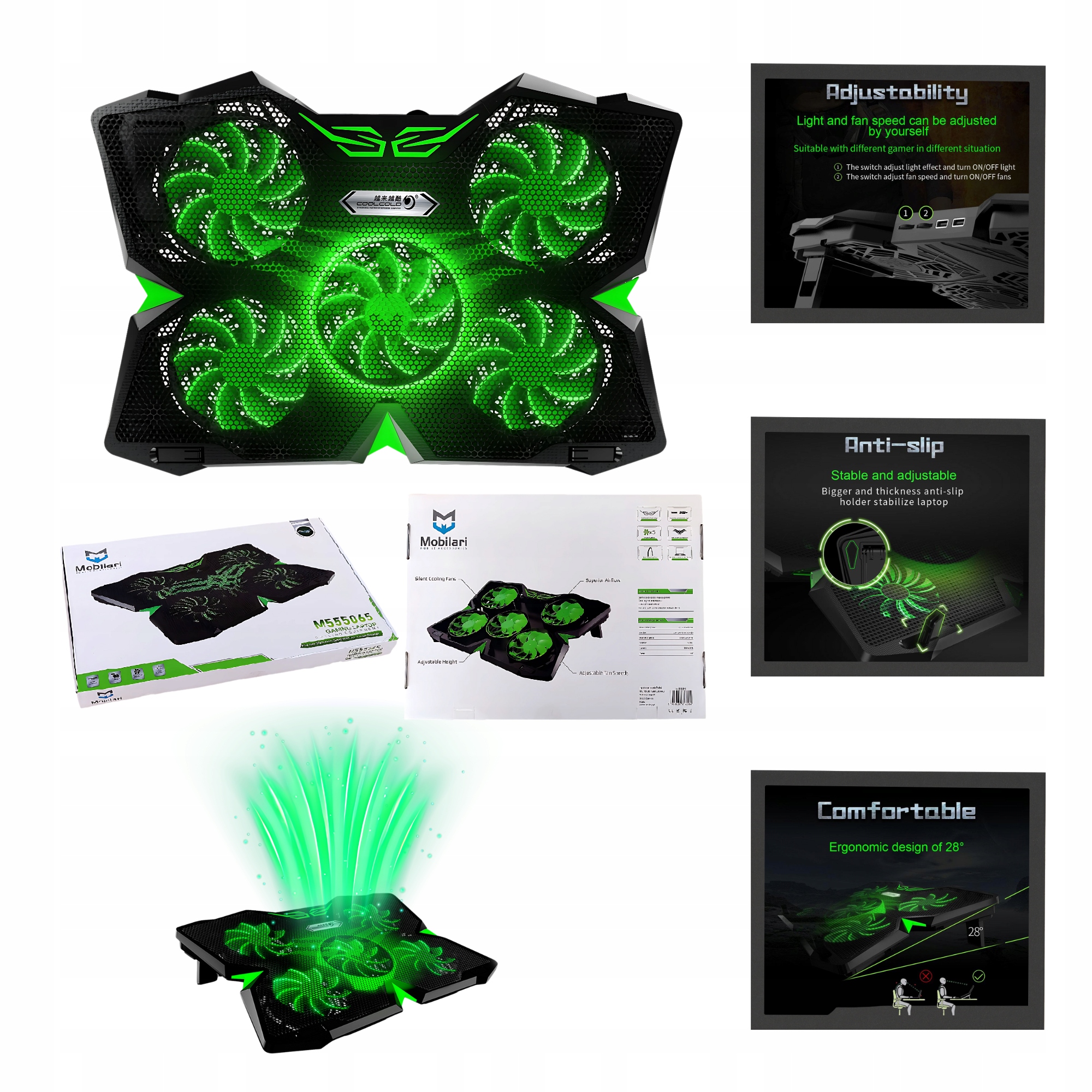 PODSTAWKA PODKŁADKA CHŁODZĄCA POD LAPTOP-A NOTEBOOK-A 12-17' COOLING PAD