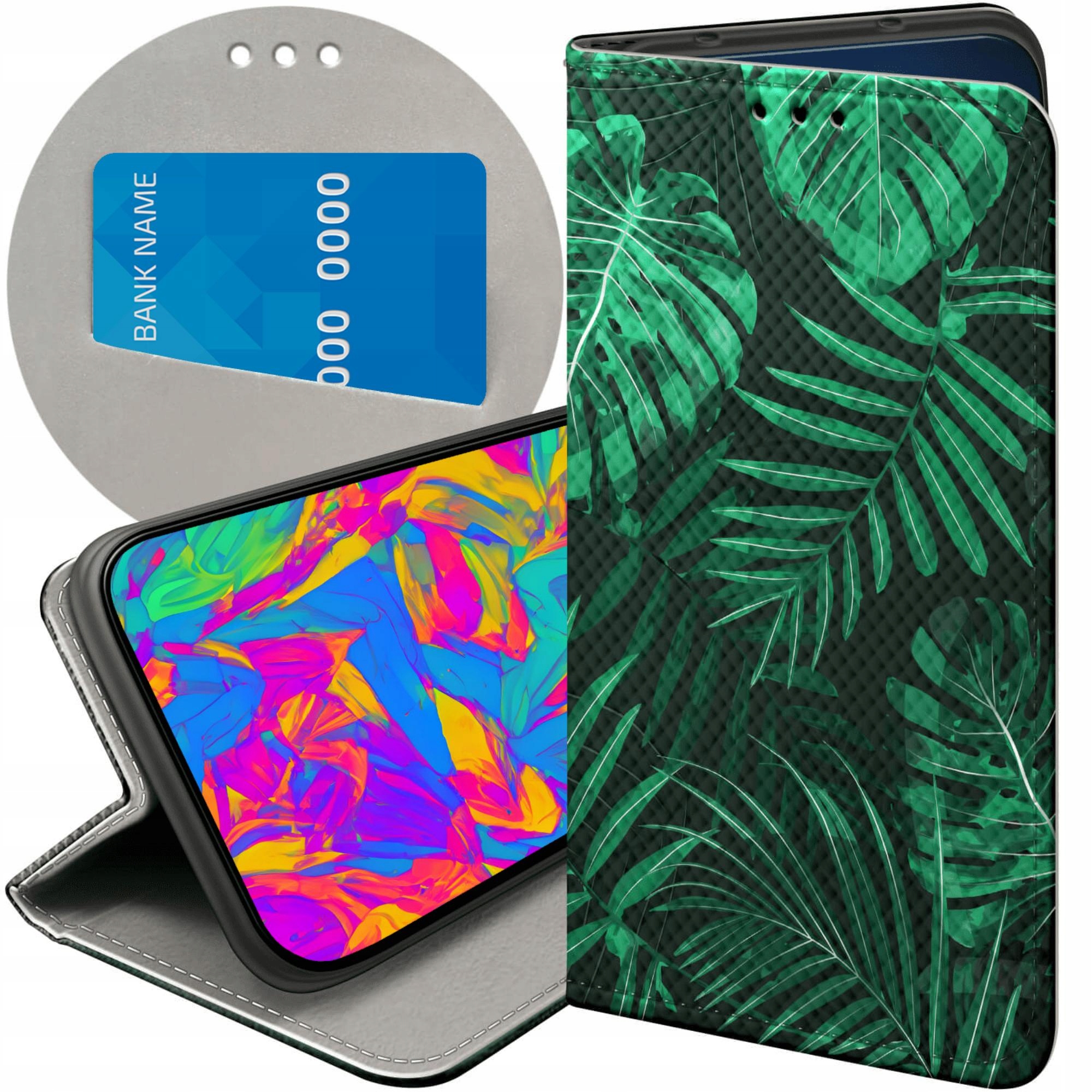 Etui Z Klapką Do Oppo A40 Liście Liściaste Natura Futerał Pokrowiec