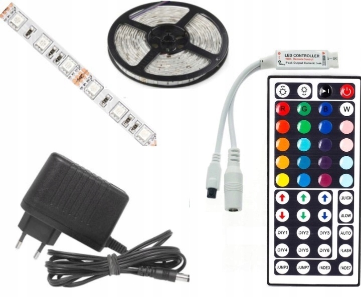ZESTAW Taśma 1m LED RGB sterownik 44 zasilacz 60/m