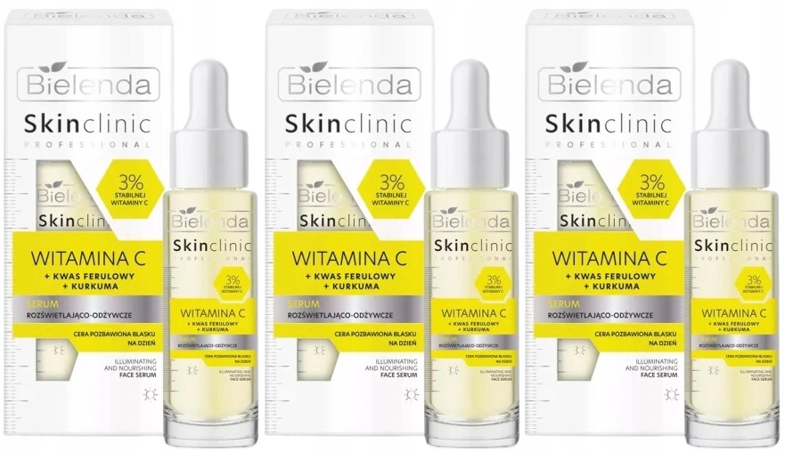 3 ks Skin Clinic Vitamín C Rozjasňující a vyživující sérum 30 ml Bielenda