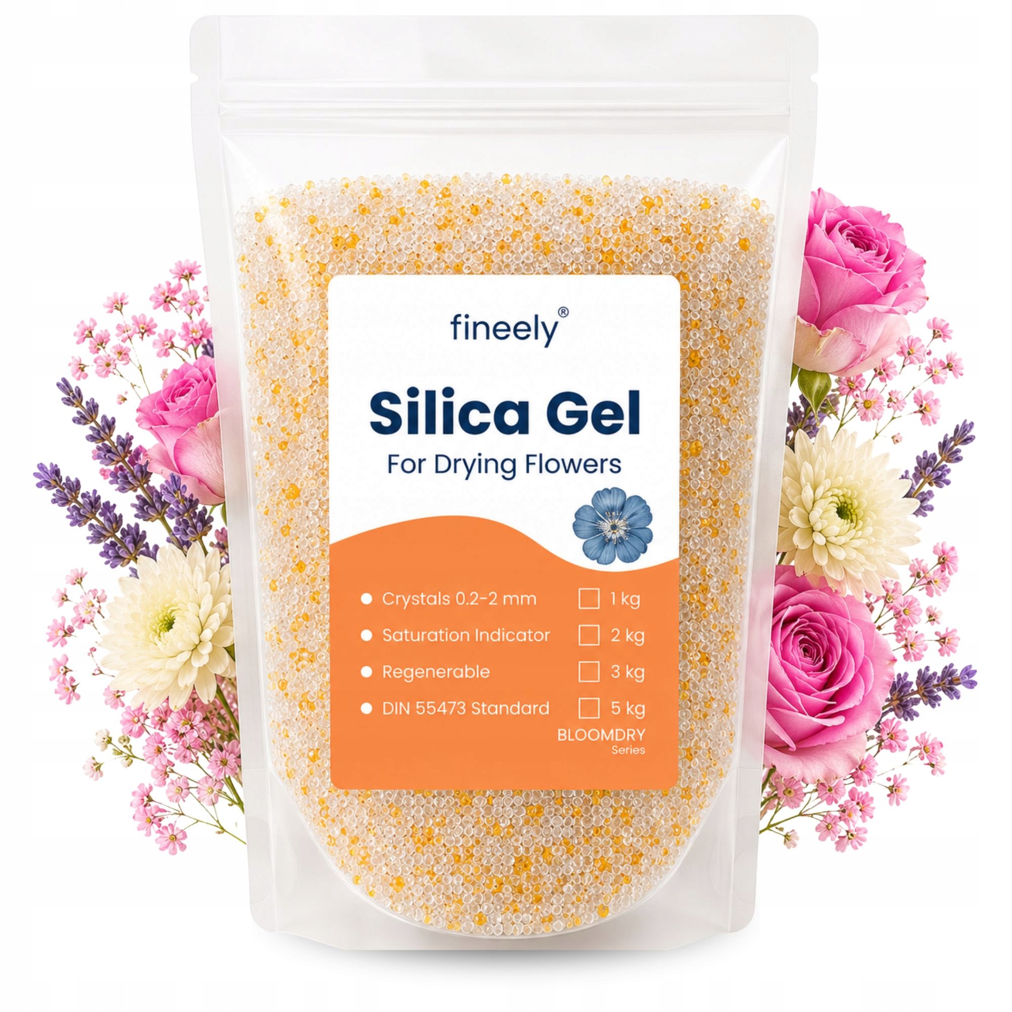 Silica Gel na sušení květin, pohlcovač vlhkosti, gel, 2 kg