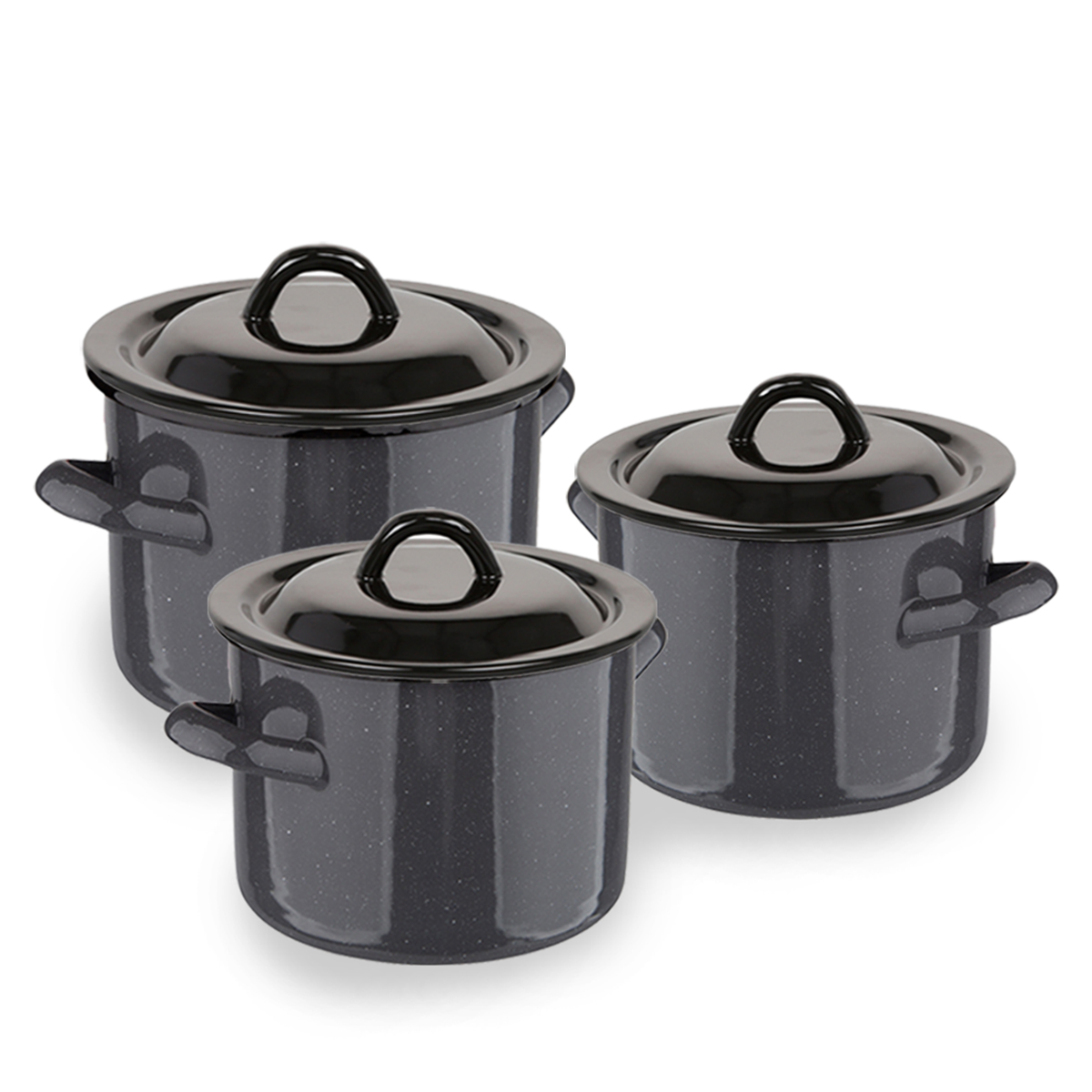 Sada hrnců s poklicemi indukční plyn smaltované hrnce Silesia Šedá