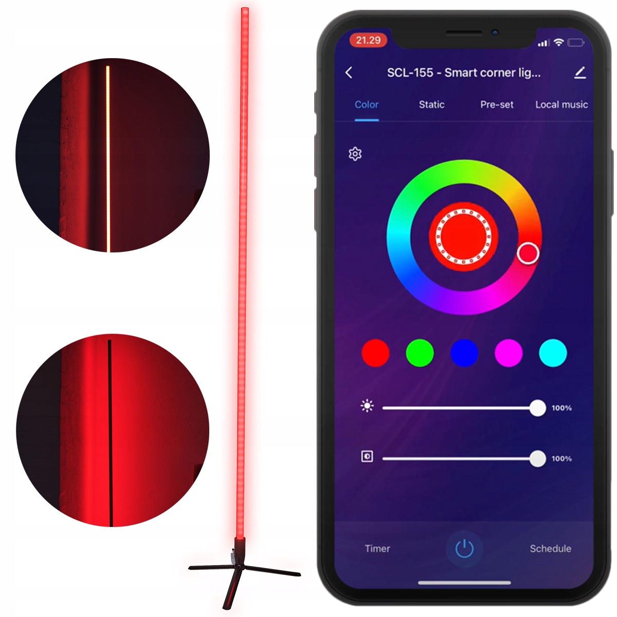 DENVER LAMPA STOJĄCA PODŁOGOWA LED WiFi RGB APKA (SCL155) • Cena