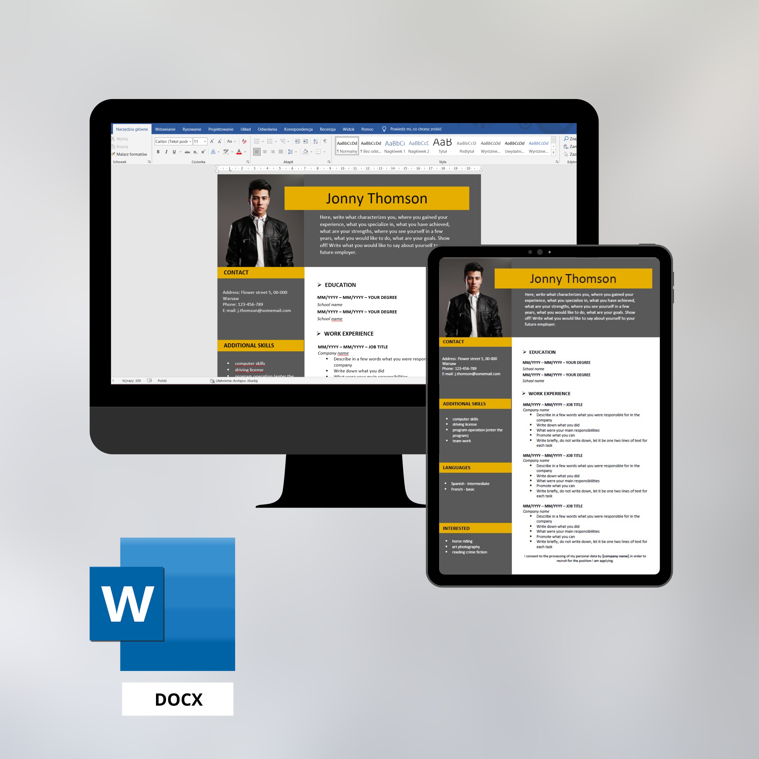 Edytowalny Szablon CV w MS Word ENG 5/22/CV Rodzaj szablony