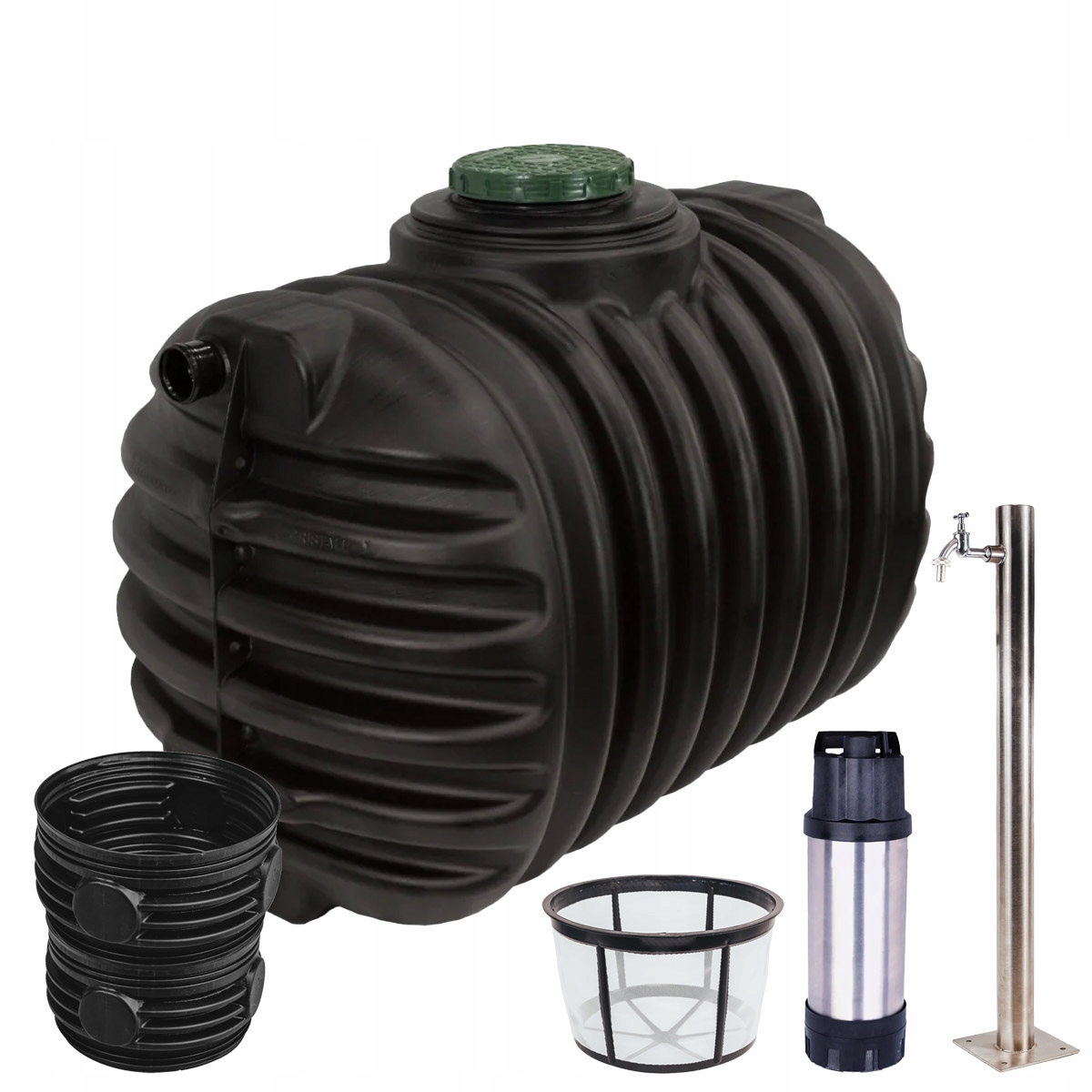 Zbiornik na deszczówkę Graf 2650L Nadbudowa Pompa Słupek Inox