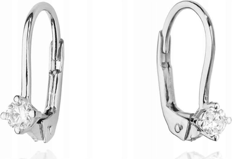 Zlaté náušnice 585 bílé zlato s přírodními diamanty 1,05 g, anglické