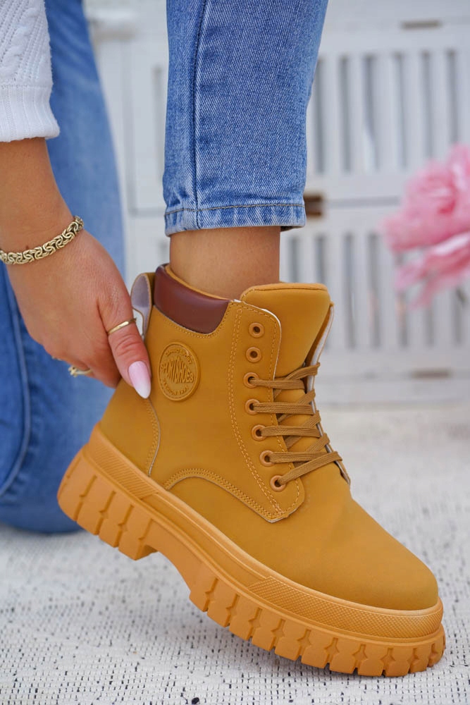 Botki Trapery Treckingowe Gruba Podeszwa Camel 40 Rozmiar 40