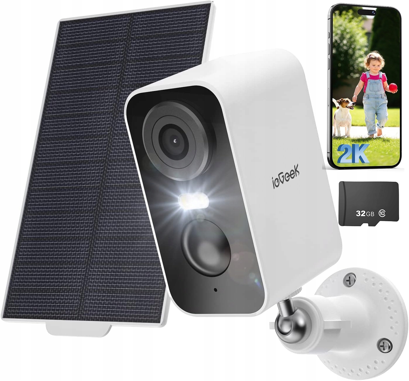 Solární Bezdrátová Bateriová Kamera Ip Wifi 3MPX Oboustranné Audio 32GB Sd