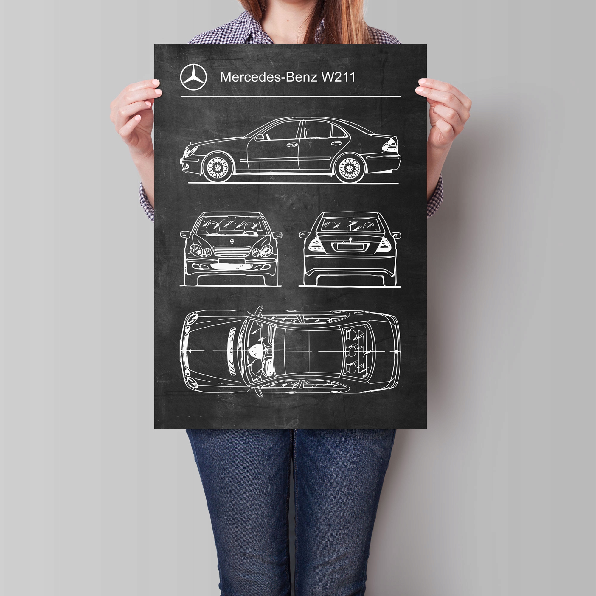 Plakat Mercedes Benz W211 Patent Schemat Marka inna