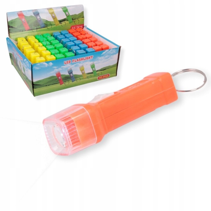 Latarka Led z brelokiem z tworzywa sztucznego na baterie wym.7x2cm