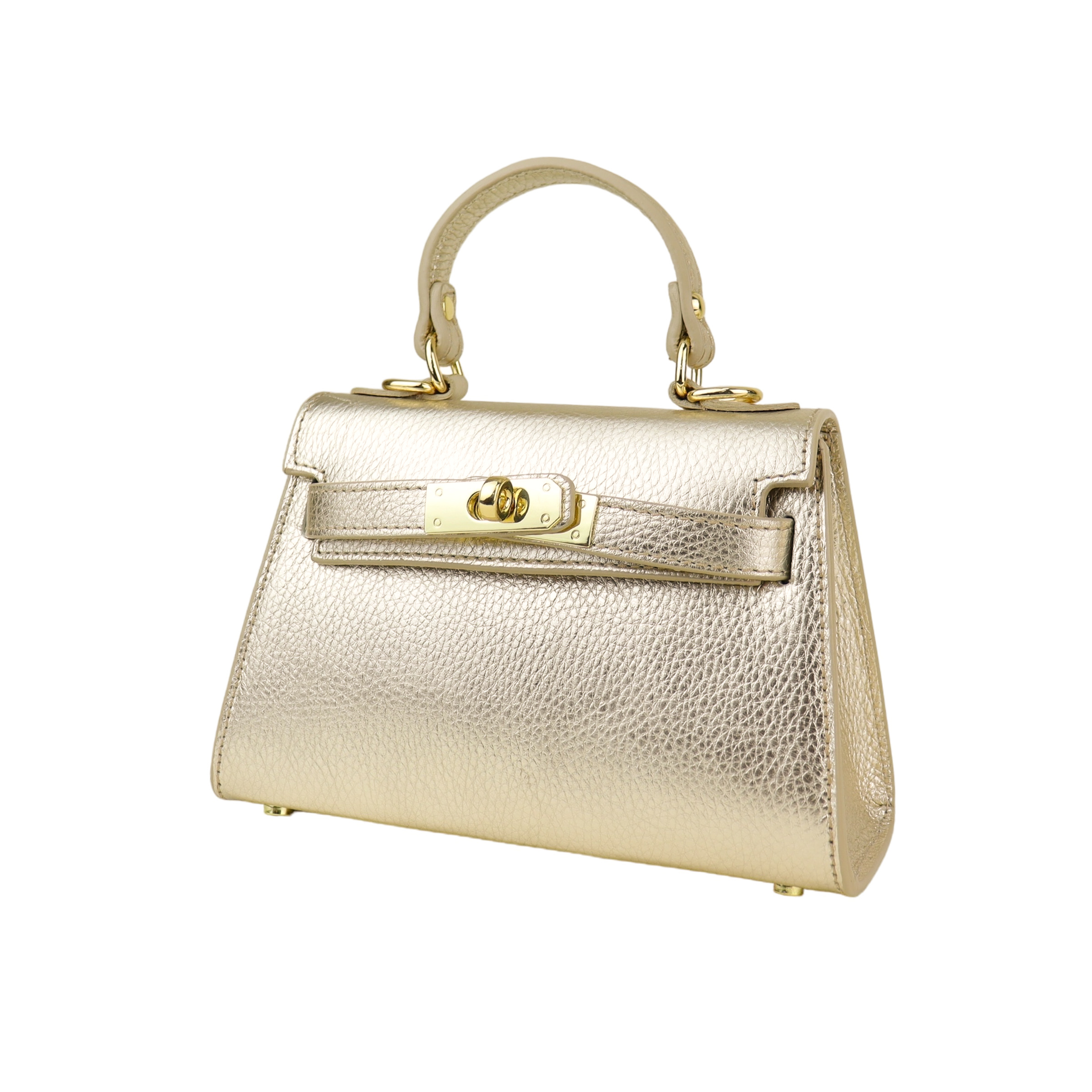 Torebka Damska Kuferek, skóra Emily Złoty Model Emily