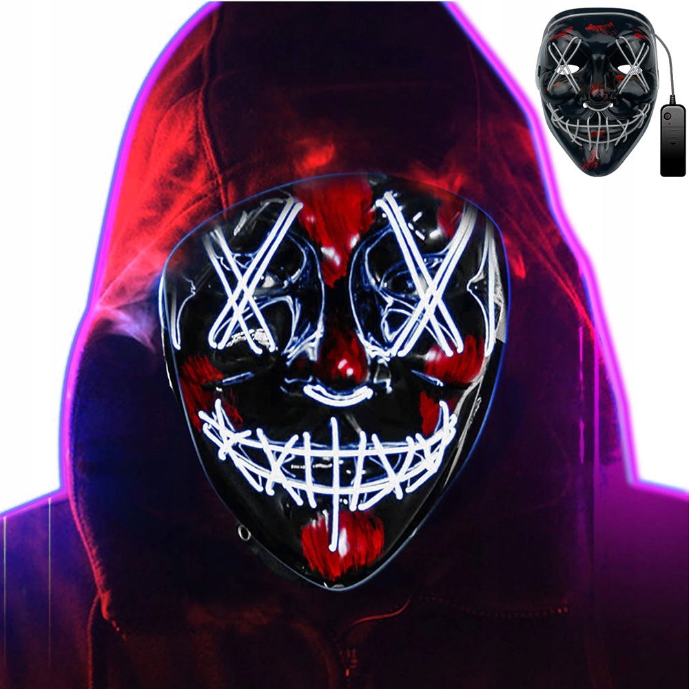 MASKA LED ŚWIECĄCA LEDOWA HALLOWEEN IMPREZA PURGE