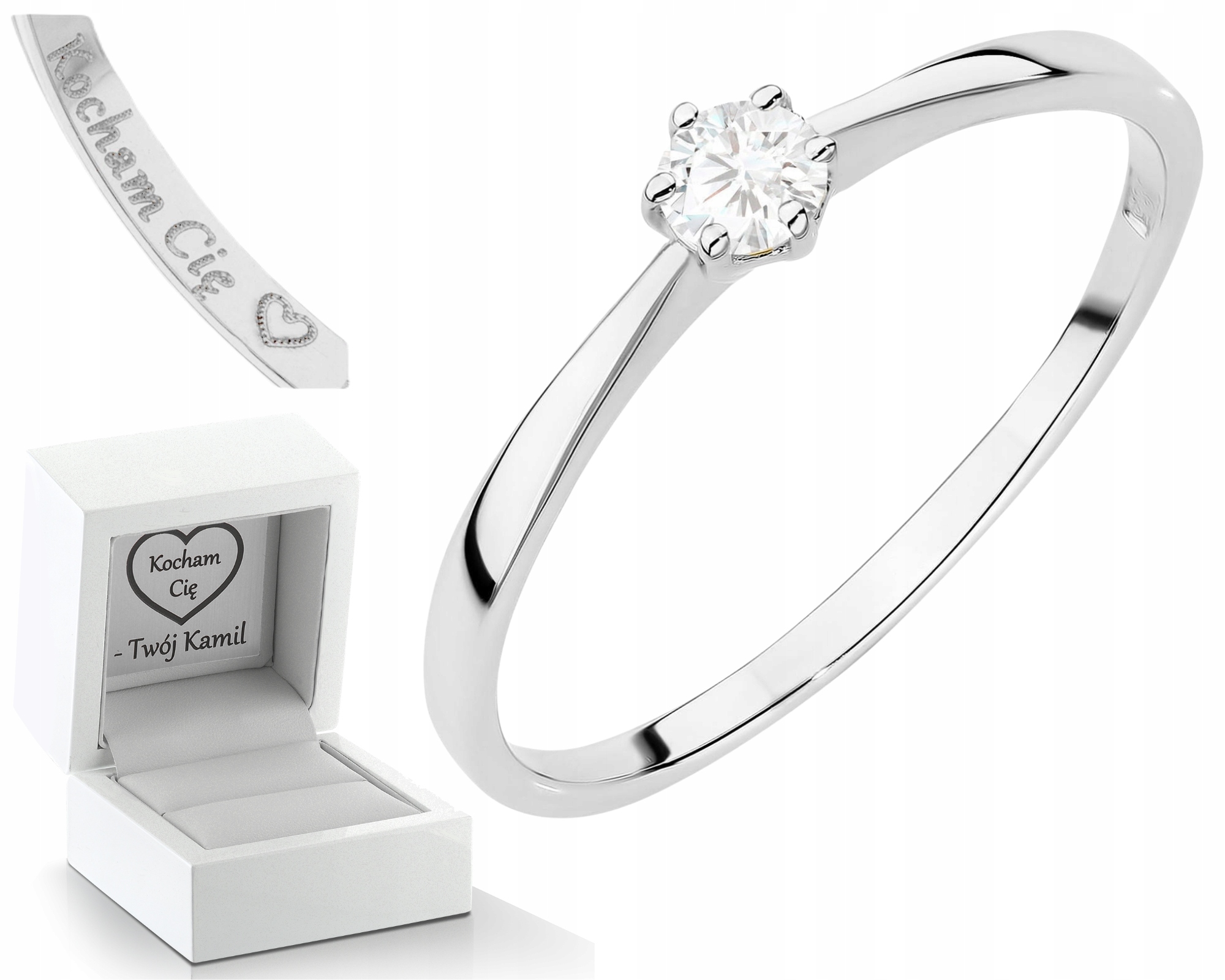 Bílé Zlato Prstýnek Laboratorní Briliant Zásnubní 585