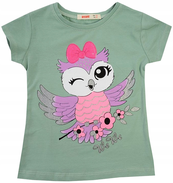 

Bluzka T-shirt Bawełna Sowa zieleń 128 H301A