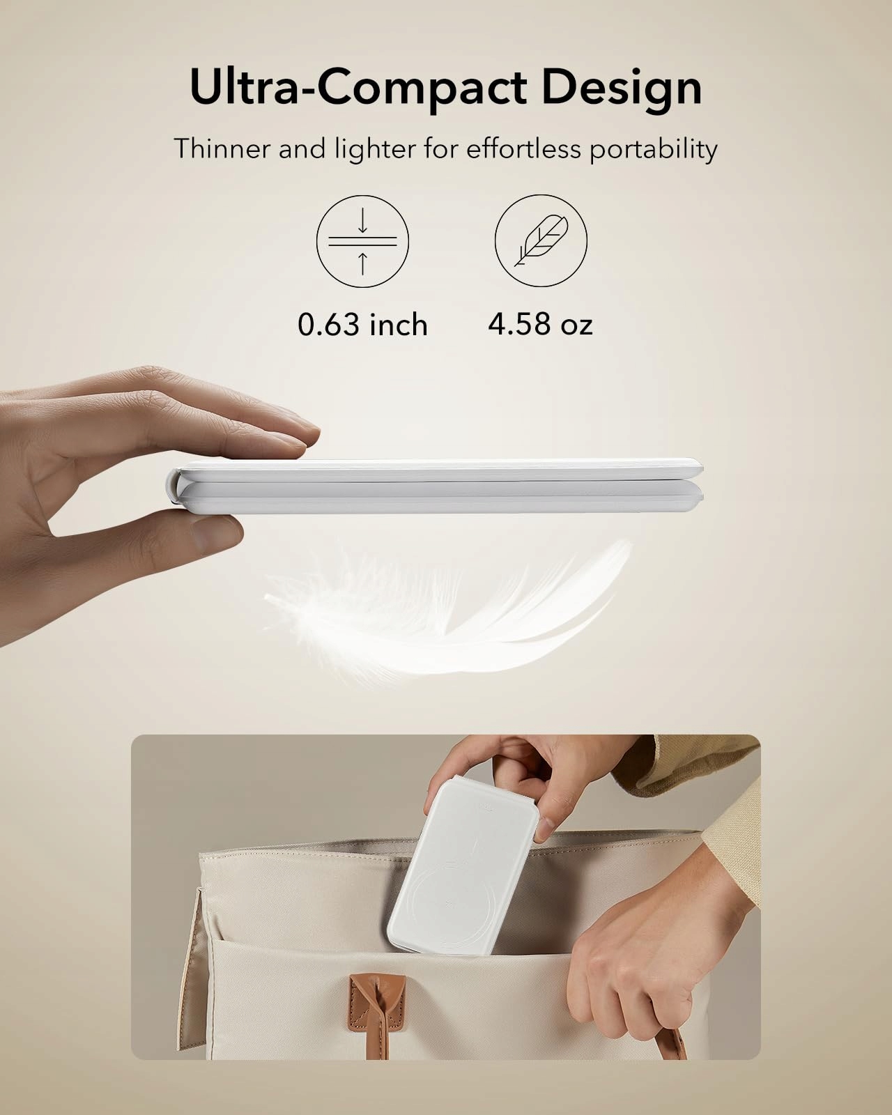 ESR Stacja Ładowania 3w1 Qi2 Do iPhone Watch AirPods 15W Biała — miniatura 6