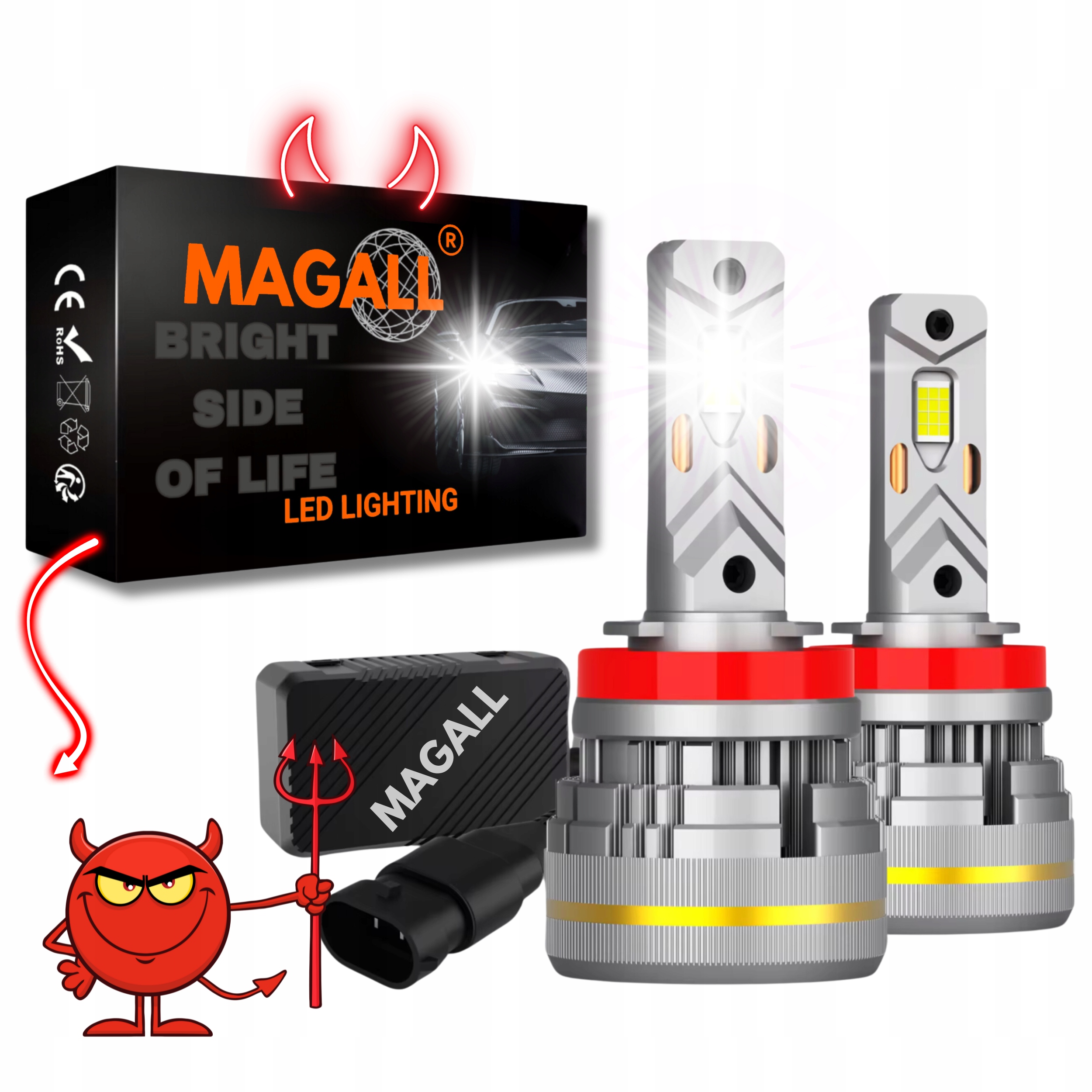 Žiarovky H11 Led Canbus Magall Lucifer Veľmi Silné Svetlo 48000LM 200W