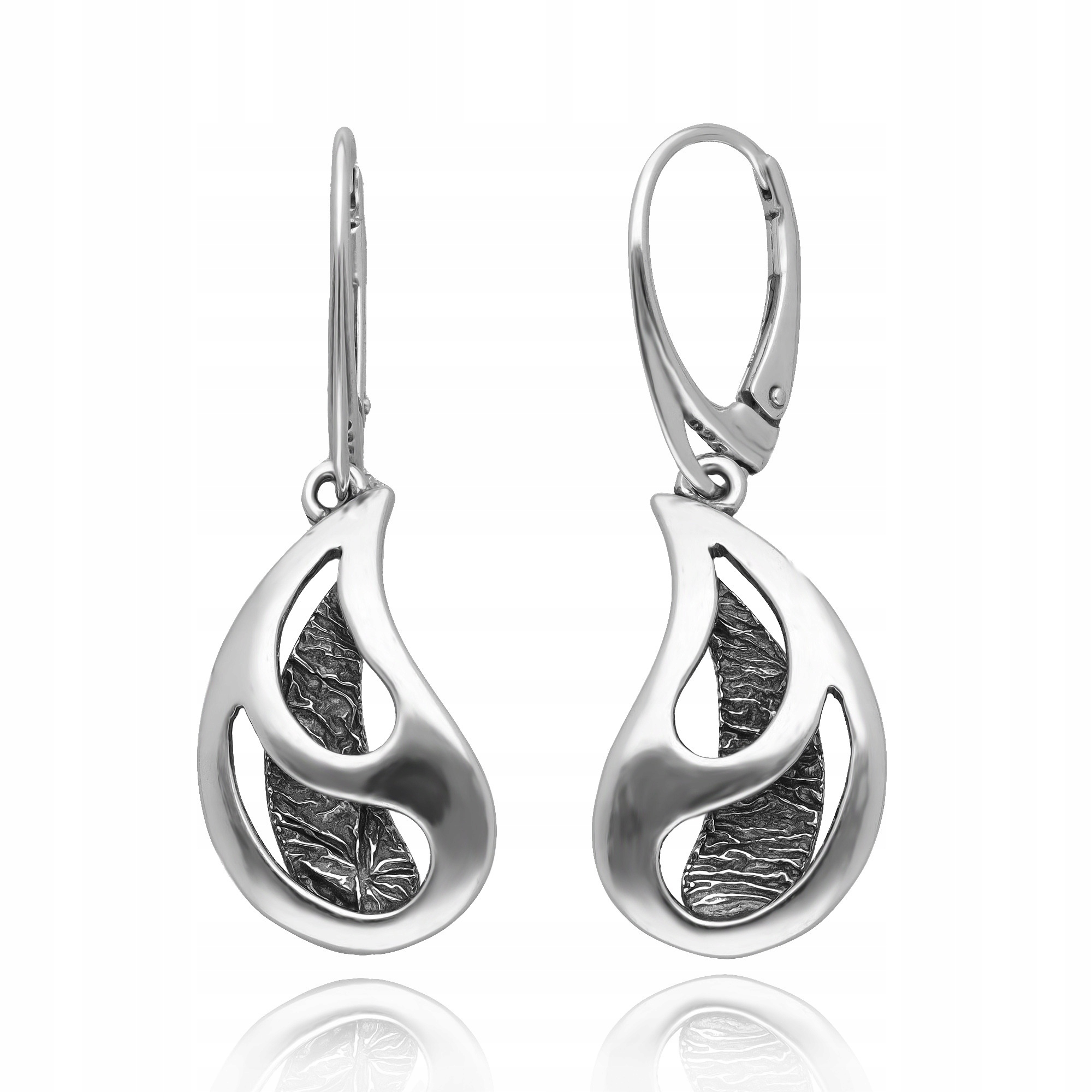 Stříbrné Náušnice S Oxidovanými Ažurovými Slzami A Kapkami