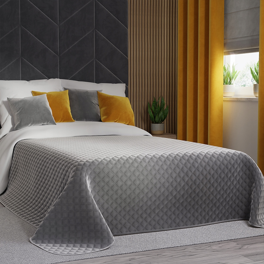 Velvi Přehoz na postel, 220 x 240 cm, barva chladná šedá