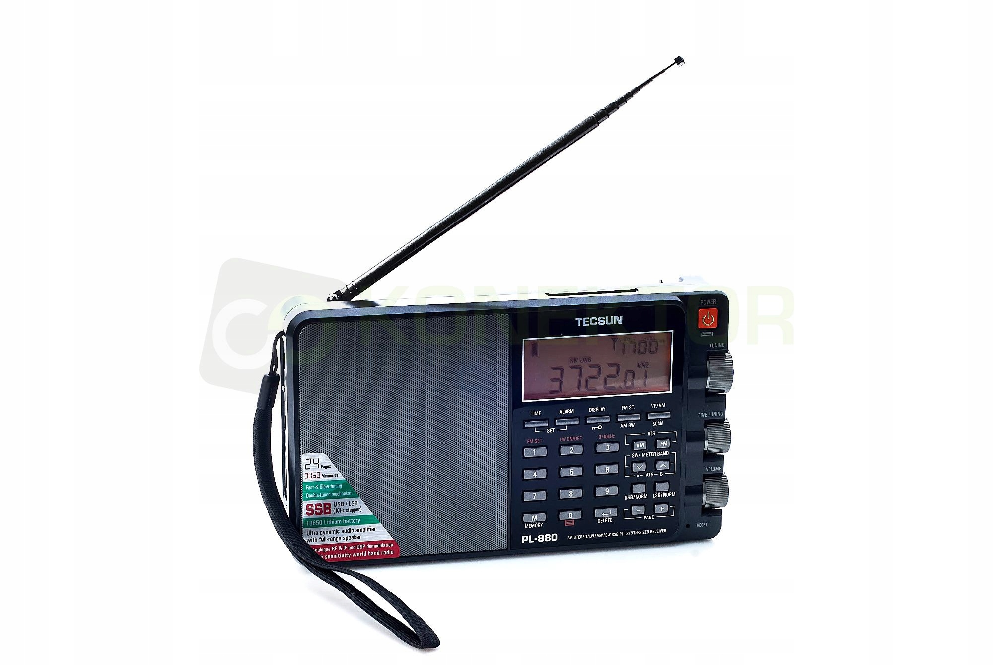 Tecsun PL-880 odbiornik globalny z Ssb, odsłuch Kf/cb, Fm Stereo/MW/LW/SW