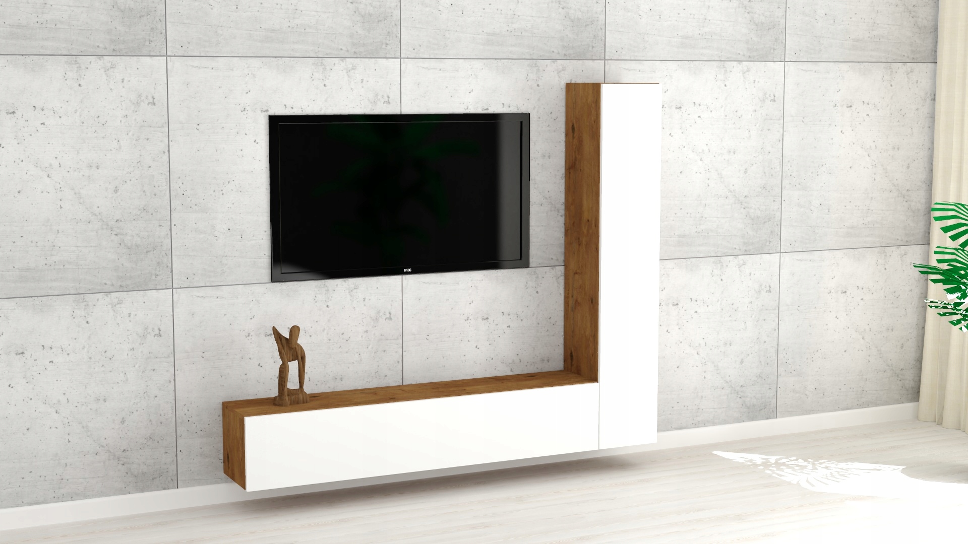 Wisząca szafka loftowa RTV 140/3 CZARNY MAT!!! Kolekcja RTV