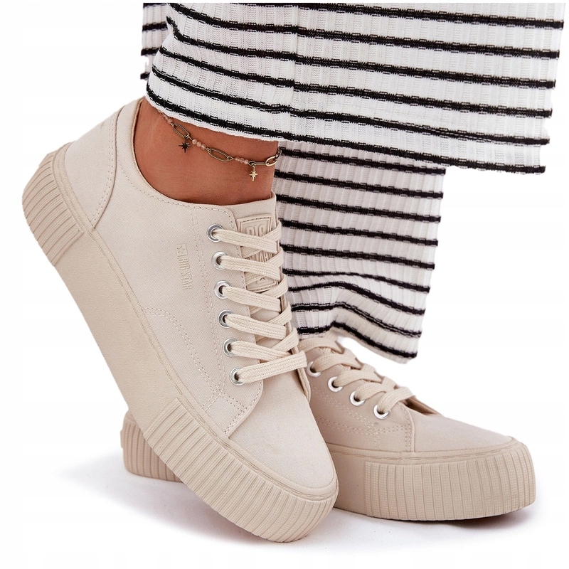 Dámské Látkové Tenisky Na Platformě Big Star RR274407 Béžové 41