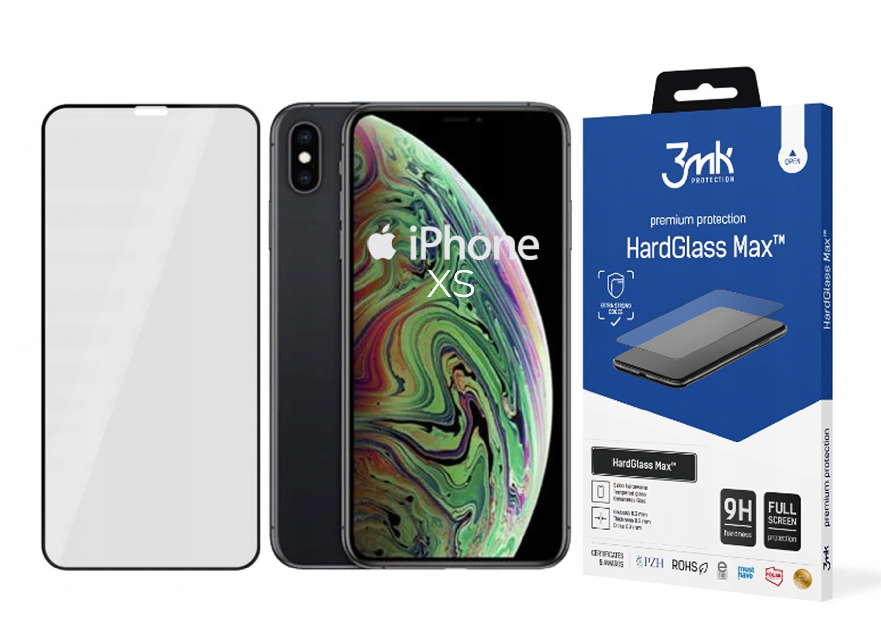 

3mk Szkło HardGlass Max do iPhone Xs czarne