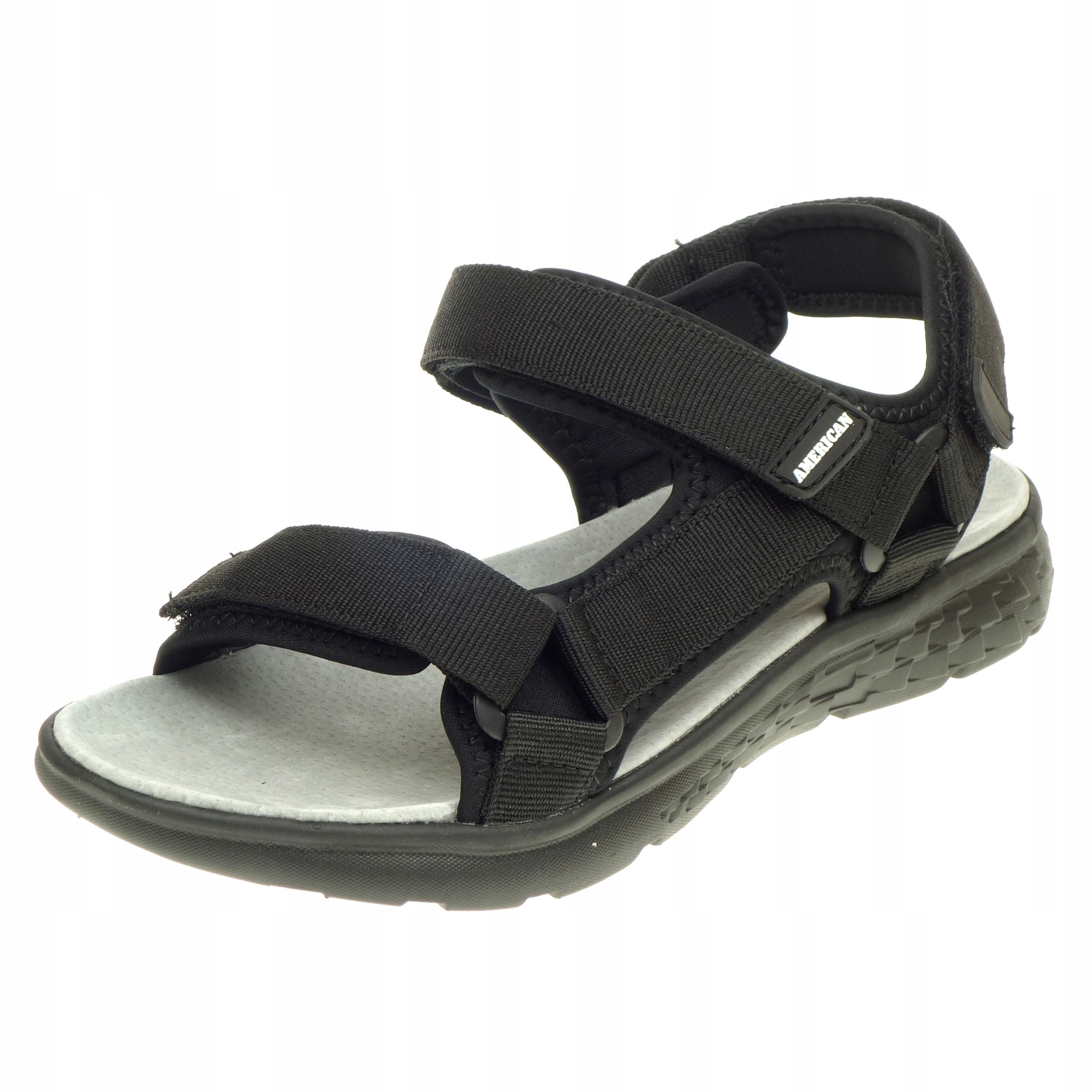 Pánské sportovní sandály American Club Lehké na suchý zip Černé Trekking 44