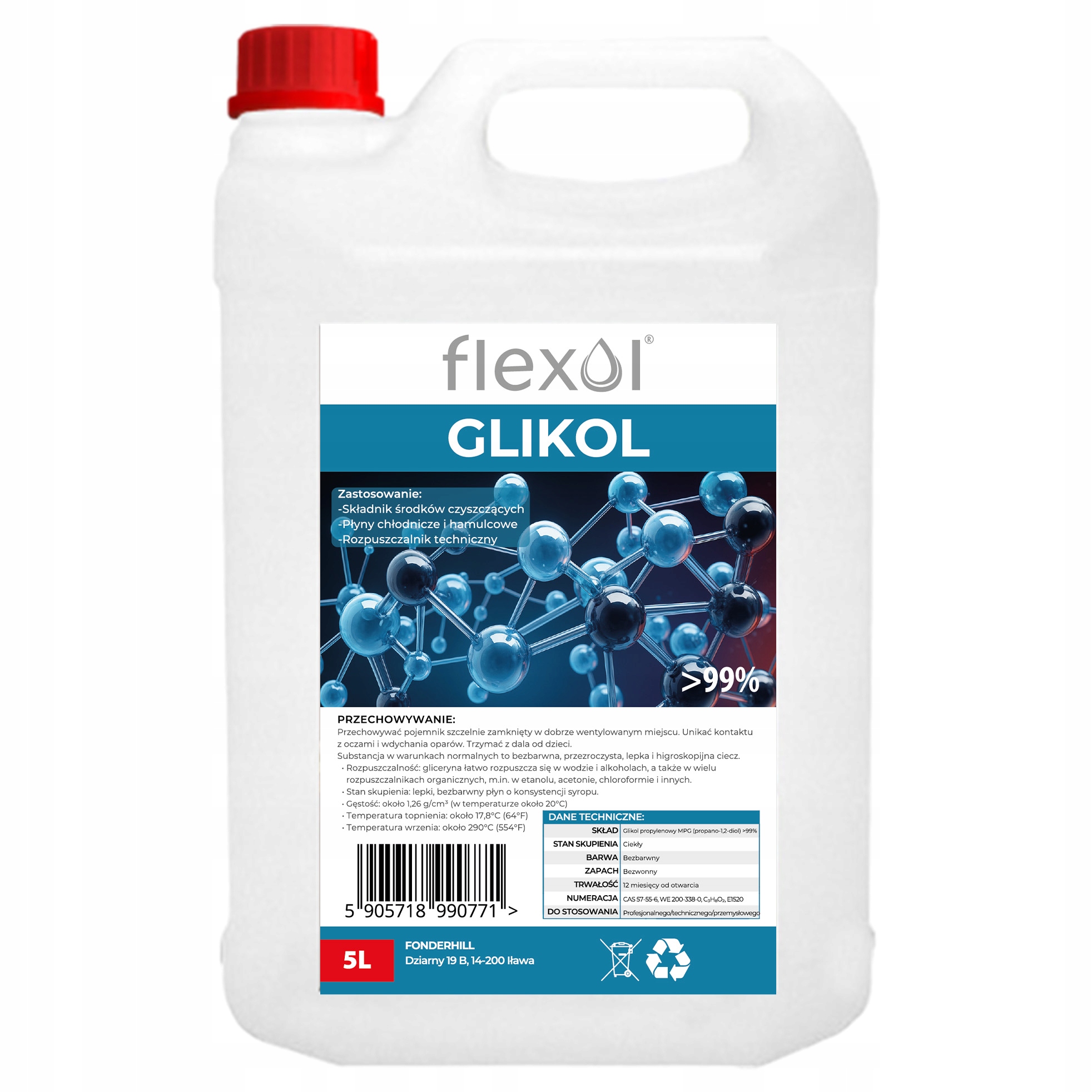 Glikol Propylenowy Bezwonny Czysty Flexol techniczny 5L