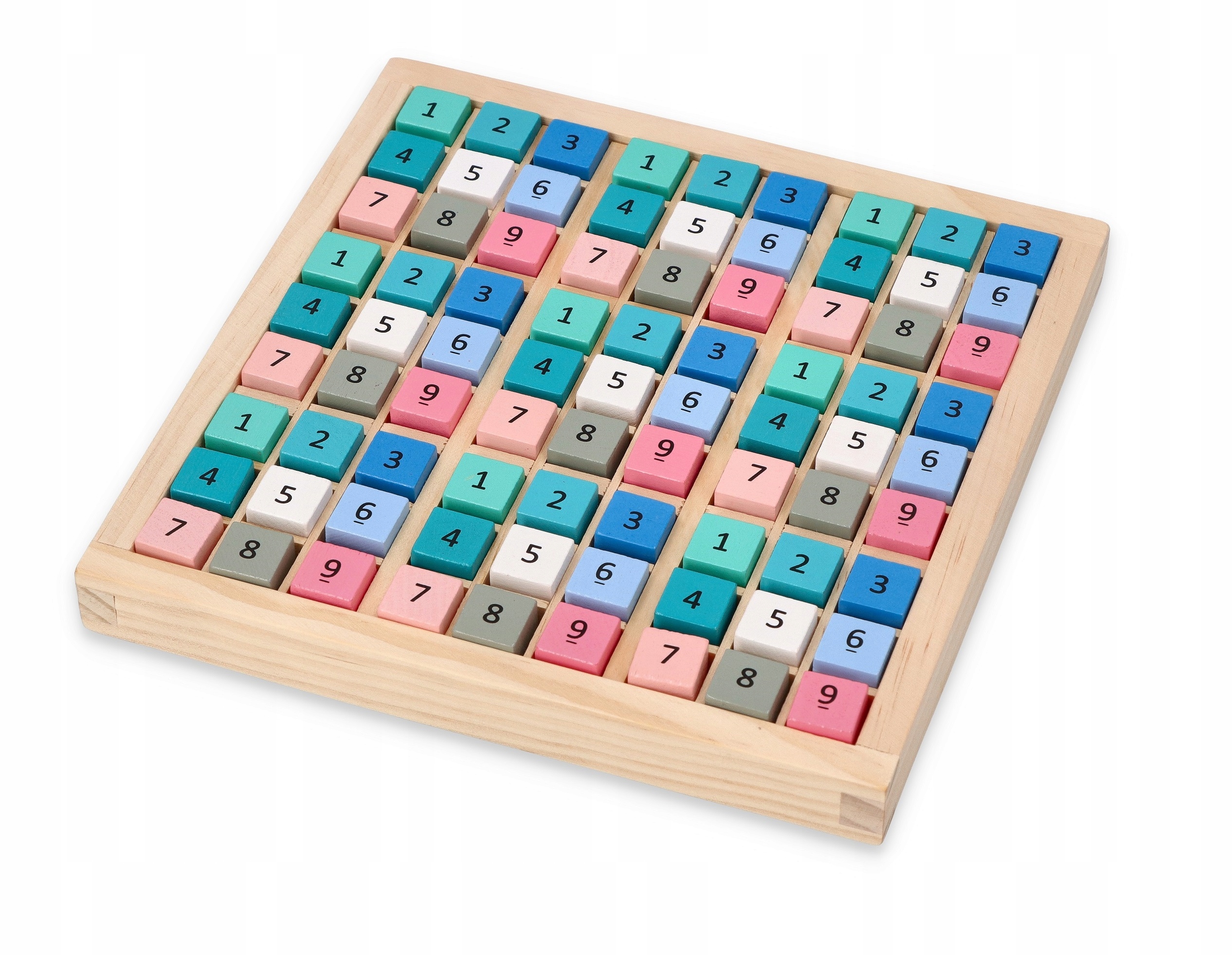 Sudoku-Holzspiel für Kinder ab 3 Jahren - Spielbrett 18x18 cm, Spielfiguren 1,5 x 1,5 cm - Puzzle-Brett - Brettspiel mit Steinen - Lernspielzeug - Geschenk für kleine Kinder — 8