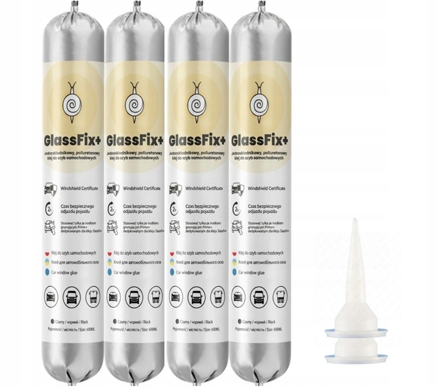 Klej do szyb samochodowych GlassFix+ 600ml do wklejania szyb 4SZT.