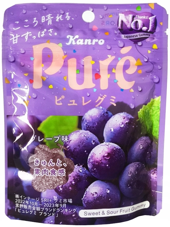 4x Želé Bonbony Puré Gummy Grape s hroznovou příchutí 56 g Kanro