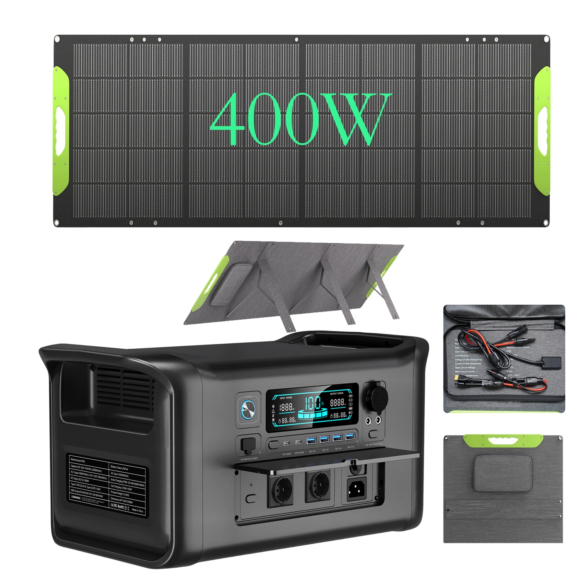 Záložní zdroj Ctolity AP1000 1800W 1024Wh solární panel 400W