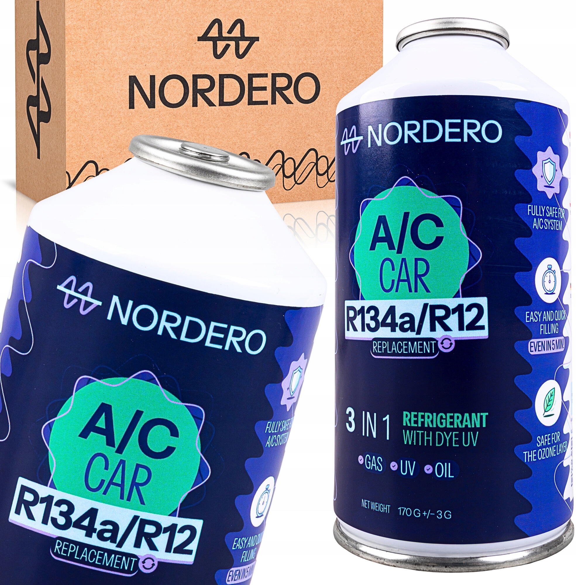GAZ DO KLIMATYZACJI AUT R134A CZYNNIK CHŁODNICZY NORDERO OLEJ UV