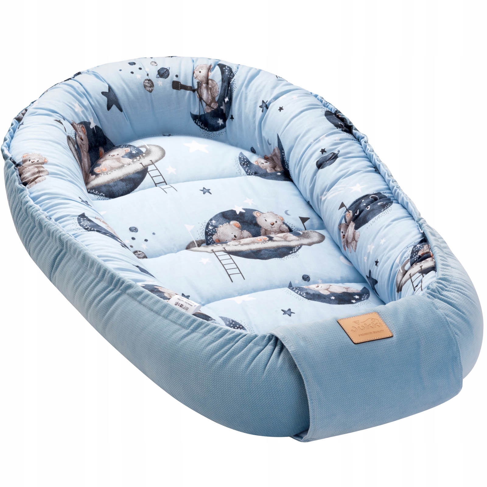 ZESTAW NIEMOWLĘCY 5 ELEMENTOWY KOKON COMFORT VELVET JUKKI Kolor dominujący odcienie niebieskiego