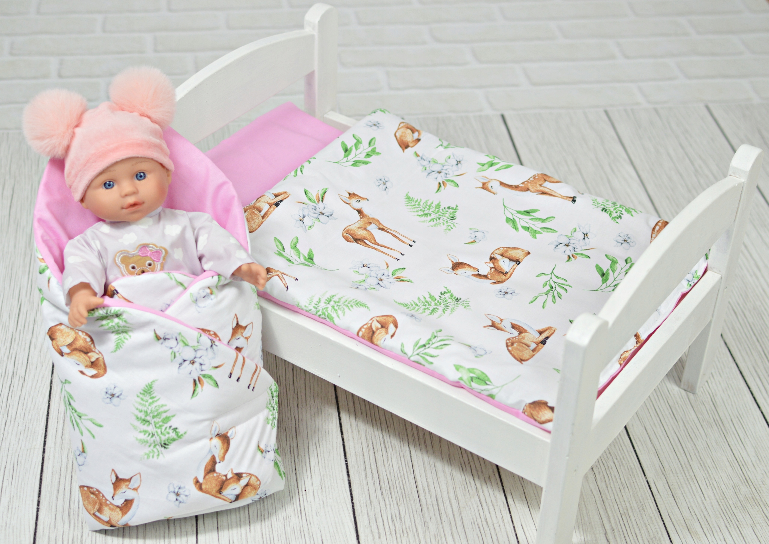 POŚCIEL BECIK DLA LALEK BAWEŁNA PODUSZKA KOŁDERKA KOMPLET DO WÓZKA ŁÓŻECZKA Marka bez marki
