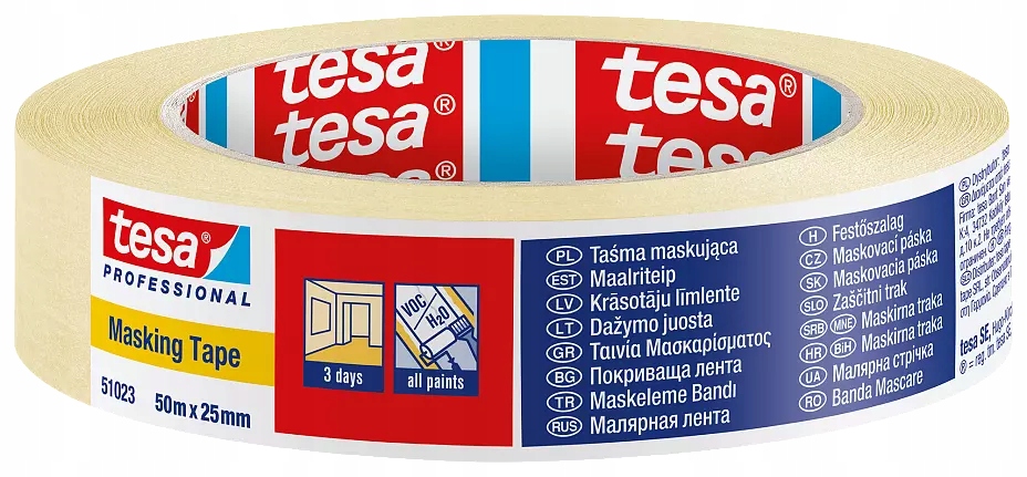 

Taśma Papierowa Maskująca Tesa Malarska 25mm 50m