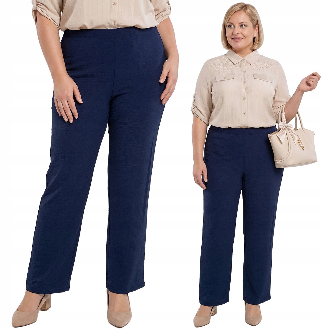 Tmavě modré tenké kalhoty plus size velikost 54