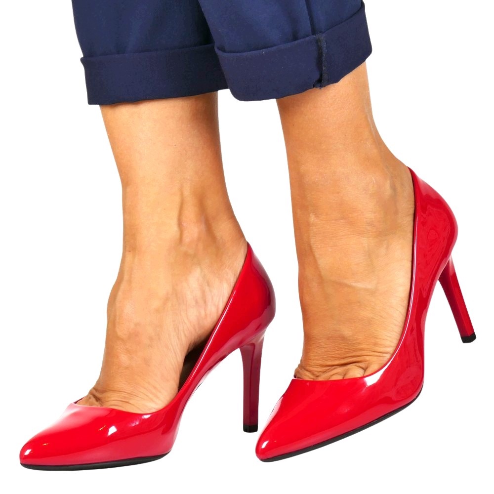 Lodičky Špendlíky Červené Lakované Krásné Elegantní Stabilní vel 36 J6