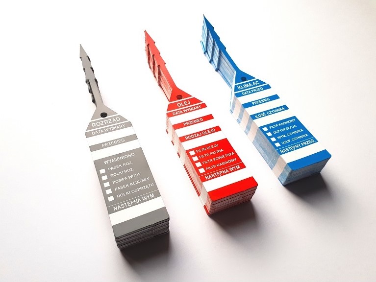 ZAWIESZKI SERWISOWE WYMIANY OLEJU 50 sztuk + marker