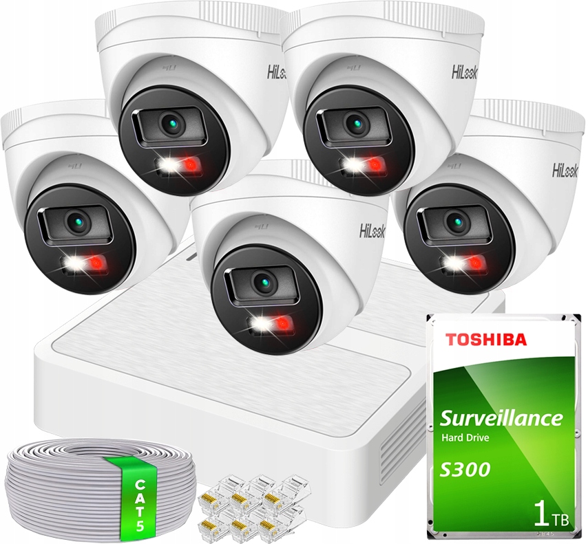 5 kamerový Ip PoE monitorovací systém Hilook By Hikvision pro venkovní použití v domácnosti