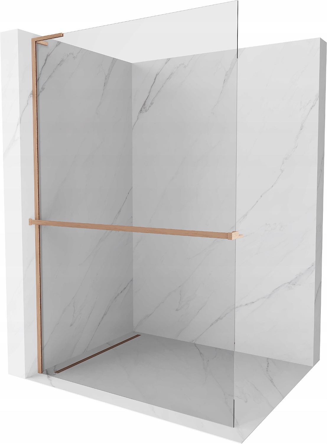 Mexen Kioto+ L Walk-in Sprchová Stěna 70x200 cm, Čirá, Matná Měď