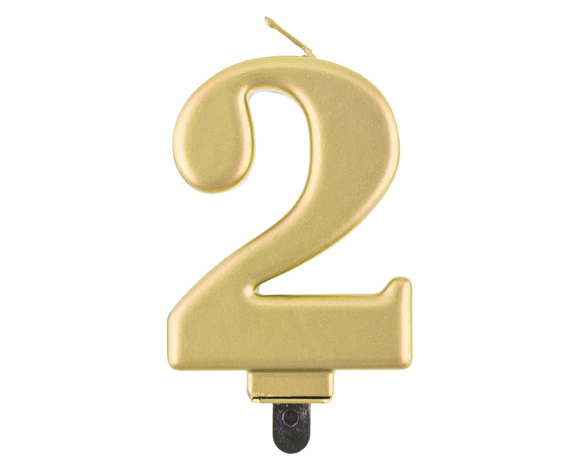2 ŚWIECZKA URODZINOWA NA TORT ZŁOTA metalik