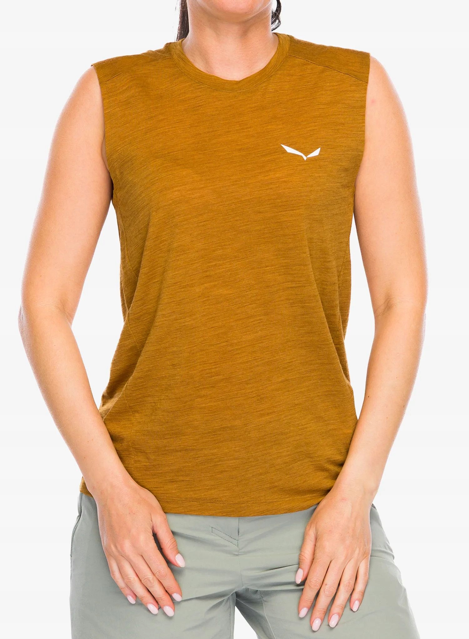 Tank top damski Salewa Eagle Minilogo Am Tank golden brown 38 (M)