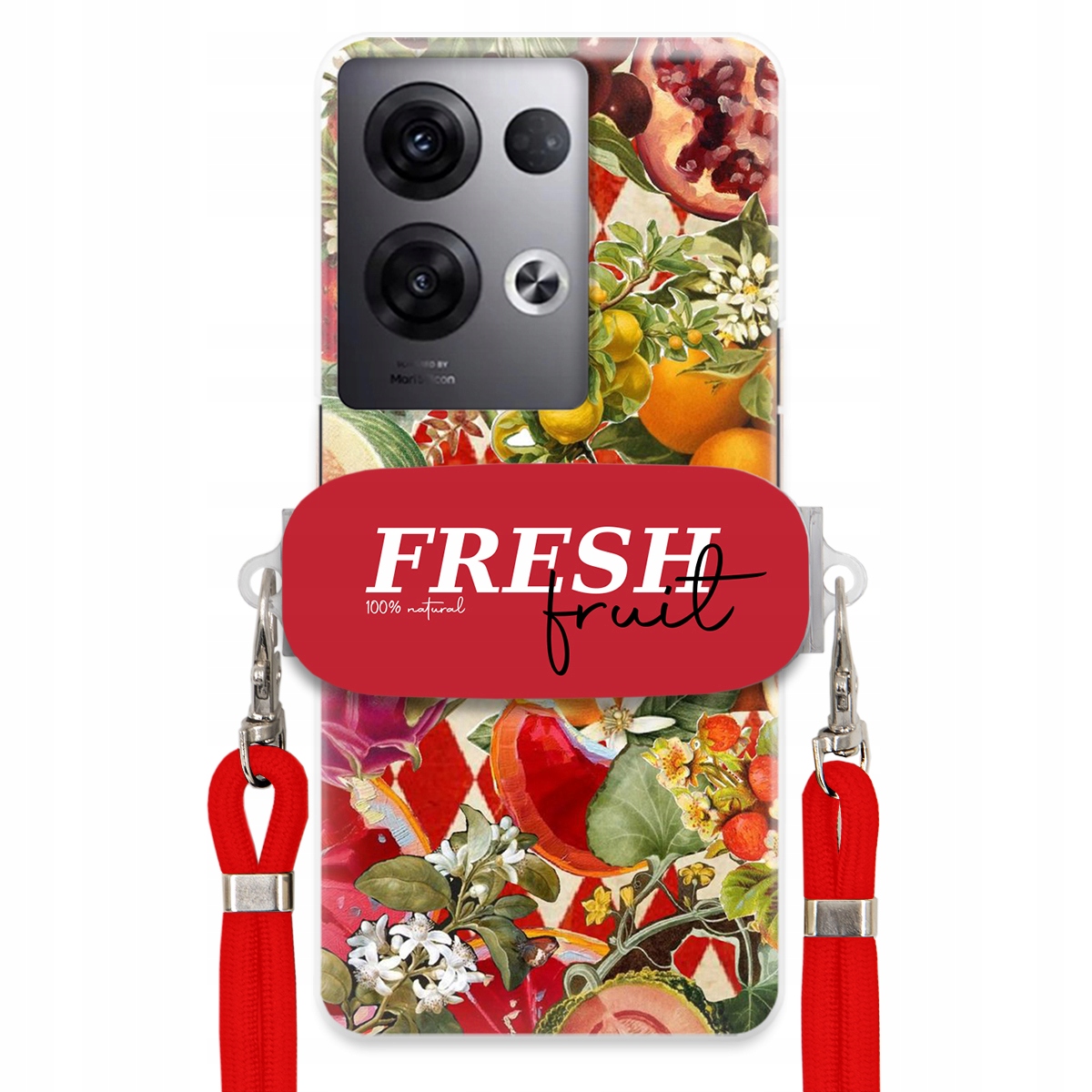 Puzdro pre Oppo Reno 8 Pro Plus 5G Červené vodítko držiak Fresh Fruit Silné